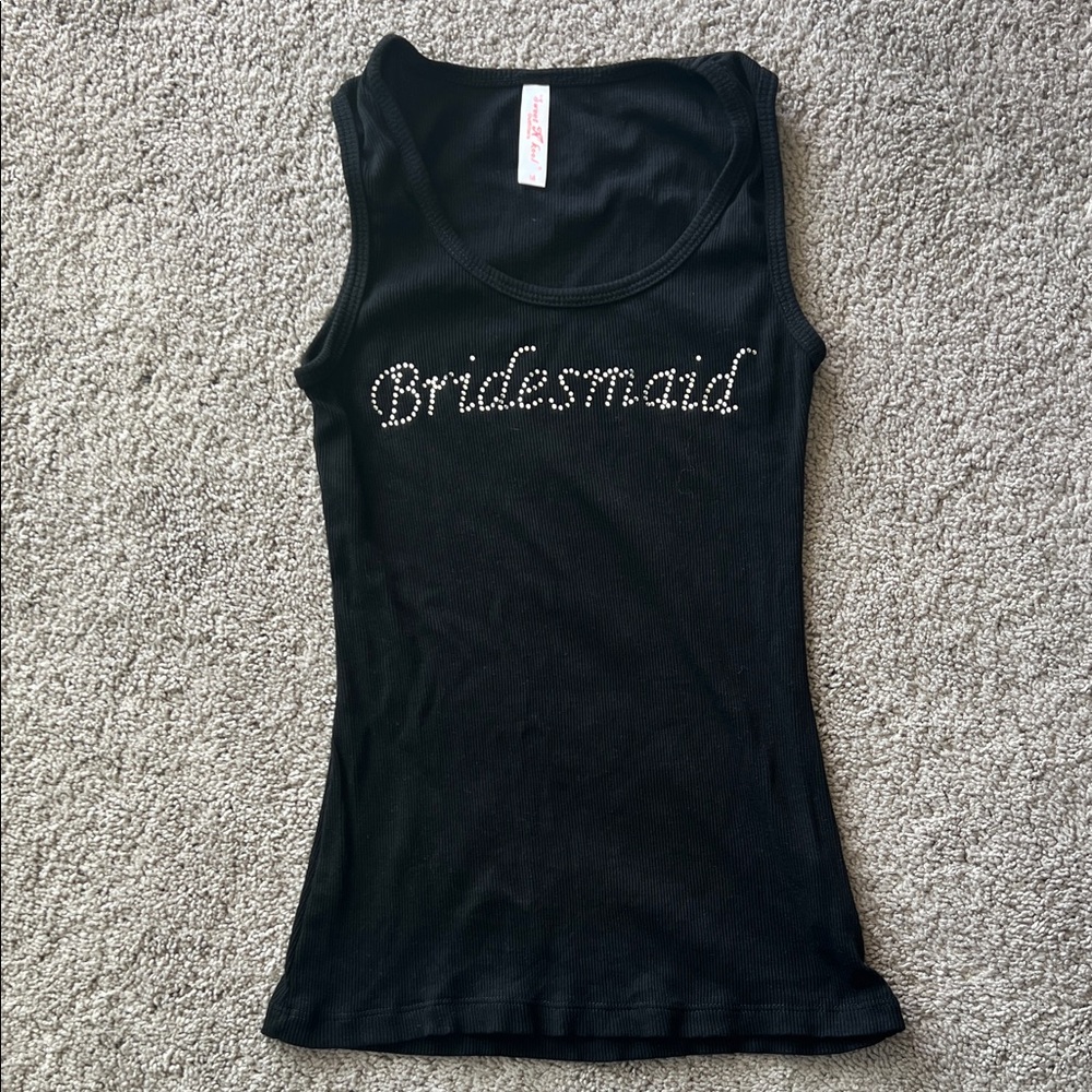Elegant Black Bridesmaid Tank Top